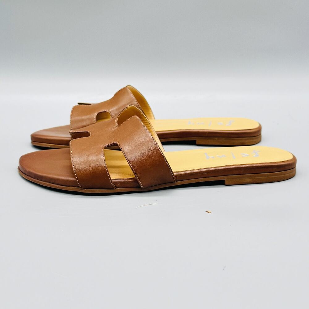 Fs/ny Sandals Womens 6.5 Brown Leather Slide Flat Slip On Casual Comfort Shoes - Picture 4 of 11